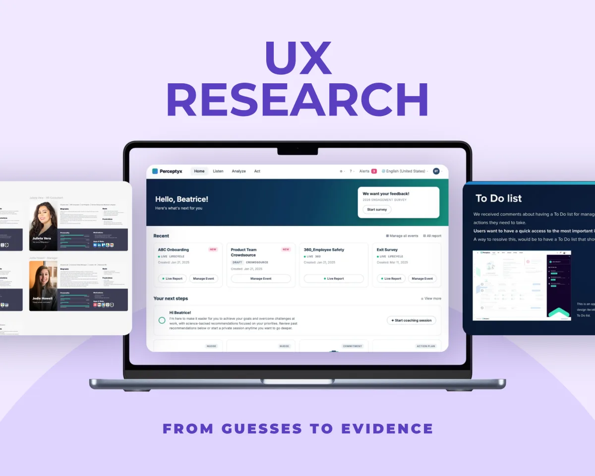 UX Research — from guesses to evidence: personas, the home dashboard and a to-do list that shipped